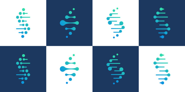 Set of a DNA design concept vector template illustration with science technology symbol graphic icon