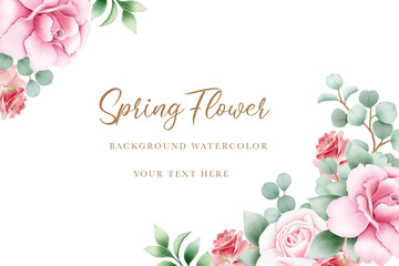 Elegant watercolor flowers border for wedding or greeting card composition. 