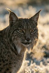 Naklejka premium Portrait d'un Lynx boréal dans un environnement enneigé