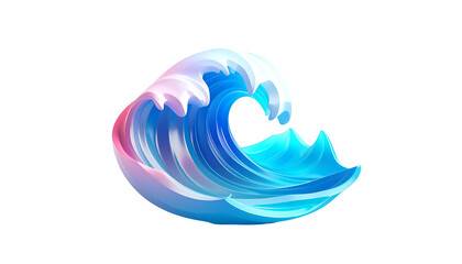 Obraz premium Stylized blue, pink, and white wave cresting against a black background