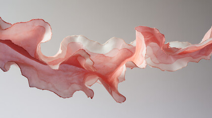 Pink and white wavy fabric isolated on a transparent background ruffled