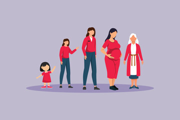 Growing family&nbsp;life&nbsp;stage Concept. Colored flat vector illustration isolated