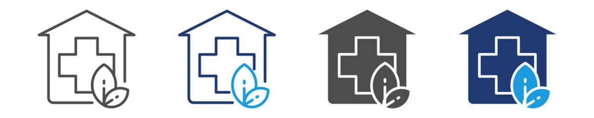 herbal clinic icon sheet with multi style