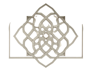 Intricate symmetrical geometric design with woven, repeating elements