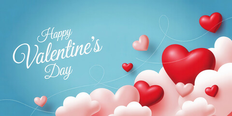 Happy valentine's day hearts in the sky