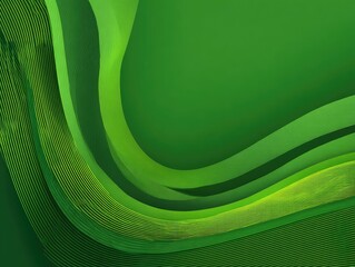 Flowing curved lines in various shades of green against a textured background