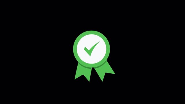 Verified Badge with Ribbon. Approval Badge Concept Animation Video - Transparent