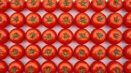 Array of fresh tomatoes