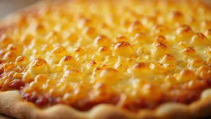 Close up of a golden brown cheese tart with a flaky pastry crust