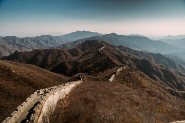 Breathtaking View of the Great Wall in Mountainous Terrain