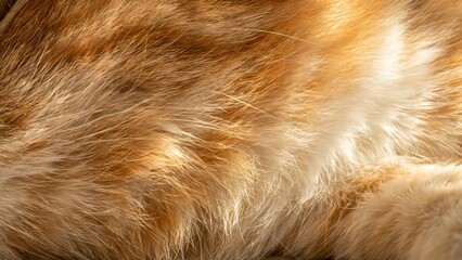 Obraz premium Close up textured view of ginger and white cat fur in natural light ginger cat