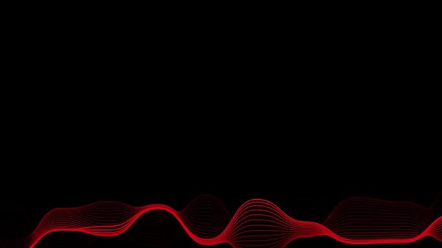 A red wave pattern with a glowing effect against a solid black background, showcasing a wavy line design with a subtle gradient.