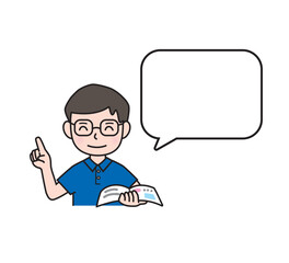 解説をする男性・吹き出し・コメント・先生