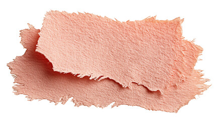 Two pieces of rough torn peach colored paper isolated on a transparent background texture