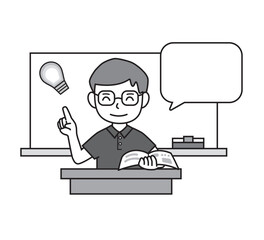 解説をする男性・吹き出し・コメント・先生