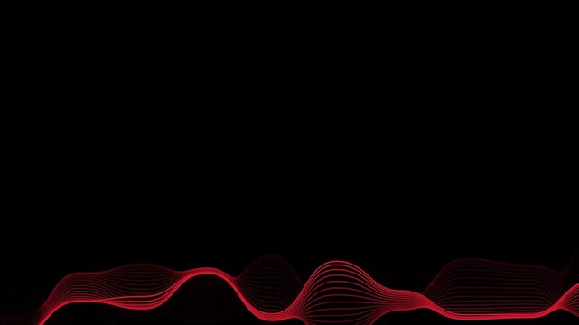 A red wave pattern with a dynamic, undulating design on a black background, showcasing a vibrant, glowing effect.