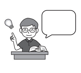 解説をする男性・吹き出し・コメント・先生