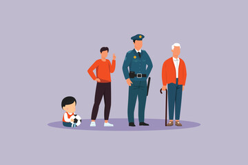 The process of changes in age and body shape of man from childhood to old age. Growing family&nbsp;life&nbsp;stage Concept. Colored flat vector illustration isolated