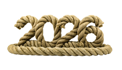 Year "2023" sculpted with thick rope, on a solid black background