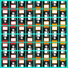 disquete - mosaico de disquetes coloridos representando tecnologia obsoleta e armazenamento de dados antigo