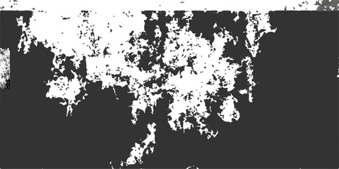 Abstract black and white grunge background vector featuring a dirty ink splash pattern with floral silhouette decorations and a grungy paint spray border design for an artistic wallpaper illustration © PIXEL GLOW