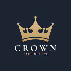 Luxury gold crown illustration logo design