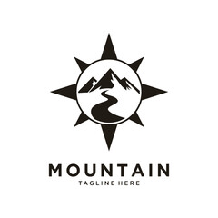 Mountain compass logo for adventure and travel branding