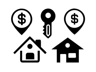 Fototapeta premium Real Estate and Property Icons for Housing and Rentals