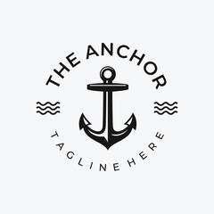 Vintage anchor logo, nautical maritime symbol