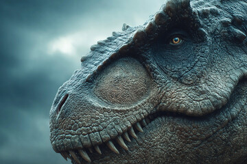 Tyrannosaurus roams through primeval mountains and forest in a thrilling dinosaur adventure