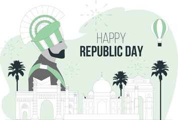 Celebrating Republic Day with patriotism and joy in a vibrant illustration