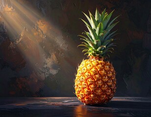 Minimal Still Life of Pineapple with Dramatic Warm Lighting