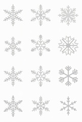 A decorative set of blue vector snowflakes featuring seamless crystal ice patterns and winter ornament illustrations for Christmas holiday season wallpaper design
