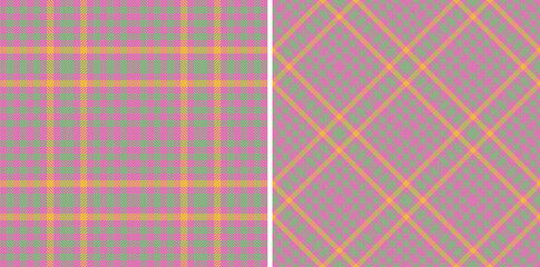 Fototapeta premium Check pattern plaid of textile background seamless with a vector texture fabric tartan. Set in spring colors for slim skirt fashion.