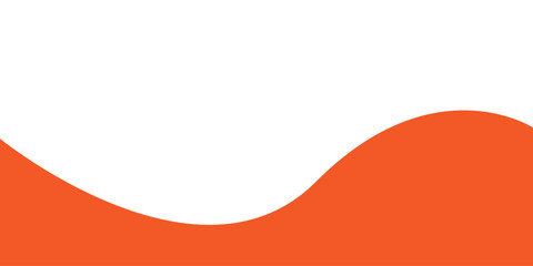 A vibrant orange wave flows across a black background in a modern design