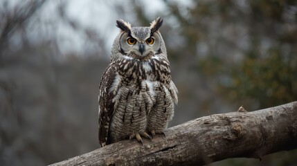 Owl perched on a branch