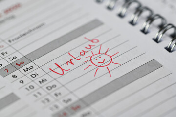 Urlaub-Eintrag in einem Kalender.