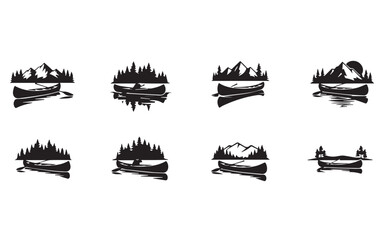 Canoe Silhouette Vector Illustration Isolated Watercraft Design