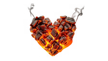 Heart shaped necklace with gemstones isolated on transparent background