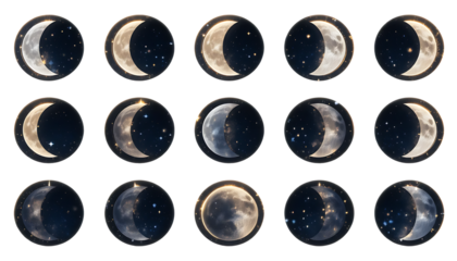 Celestial Moon Phase Icons Set Minimal Spiritual Design 