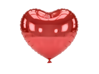 A shiny red heart shaped balloon isolated on transparent background