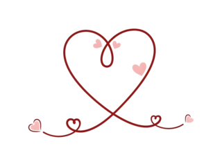 Heart design with smaller hearts on isolated on transparent background