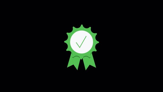 Verified Badge with Ribbon. Approval Badge Concept Animation Video - Transparent