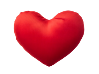 Red heart shaped pillow isolated on transparent background