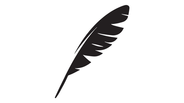 Black feather silhouette vector icon, minimalist solid design