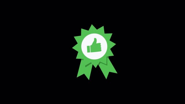 Award Ribbon with Thumbs Up. Customer Satisfaction Concept Animation Video - Transparent