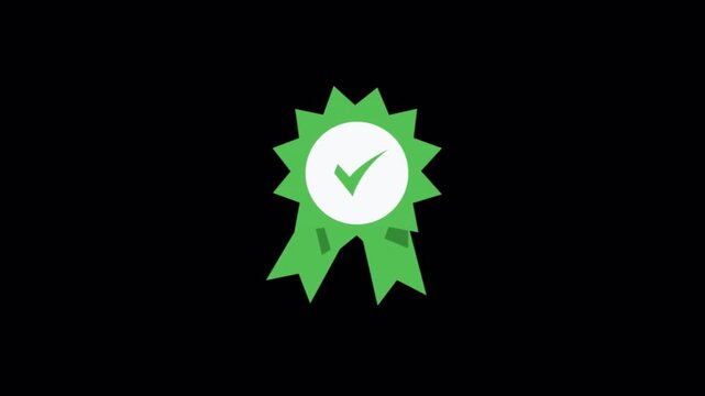Verified Badge with Ribbon. Approval Badge Concept Animation Video - Transparent