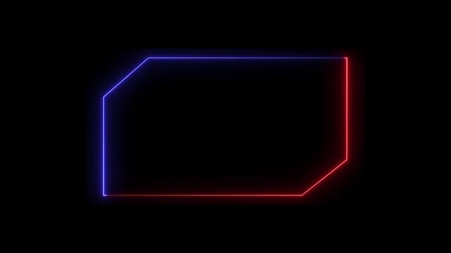 Futuristic HUD frame overlay with clean digital interface shape. Neon border or frame animation. Technology frame overlay for video mockups and displays. Glowing frame, square frame.