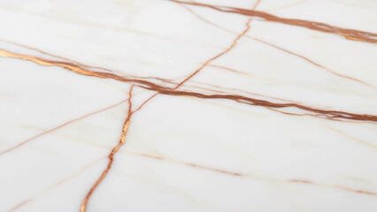 White marble texture with copper and gold veins