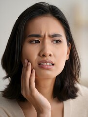 Young Woman Experiencing Toothache and Facial Pain
